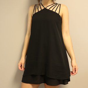 aPeach black loose strappy dress